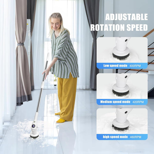 Electric spin cleaning brush with interchangeable cleaning heads