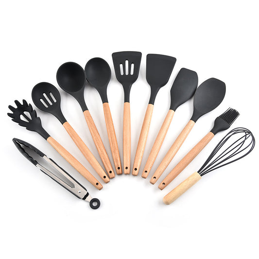 Silicone kitchen utensil set with cooking and serving tools