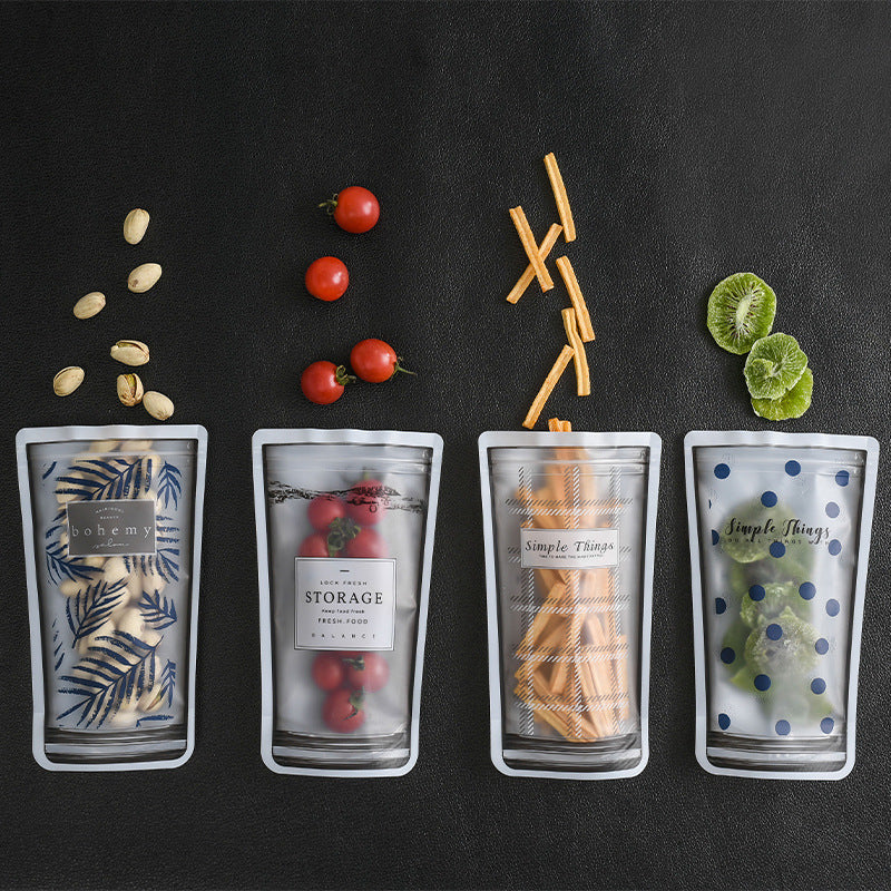 Reusable stand-up silicone food storage bags for kitchen storage