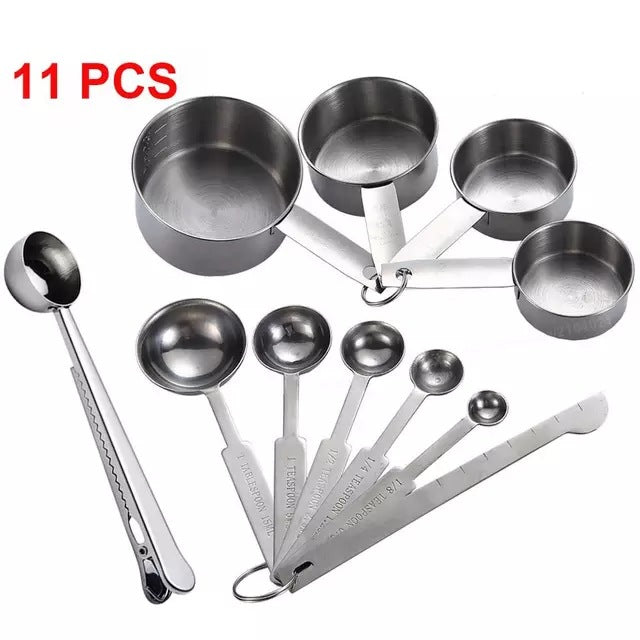 Stainless steel measuring cups and spoons set