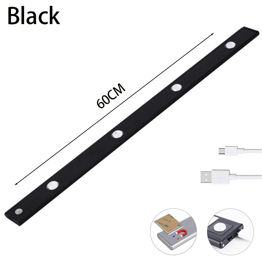 Rechargeable motion sensor LED light bar for cabinets and closets