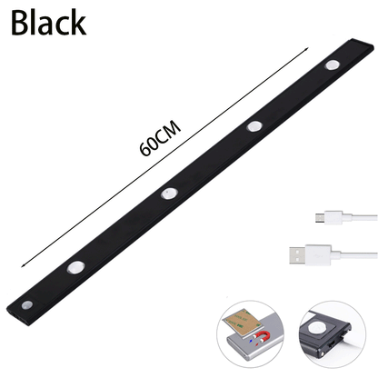 Rechargeable motion sensor LED light bar for cabinets and closets