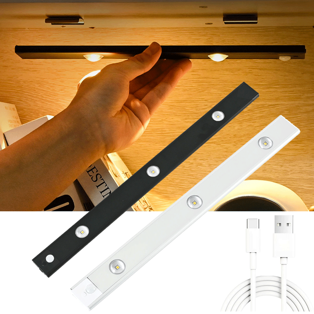 Close-up of USB rechargeable motion sensor LED light controls