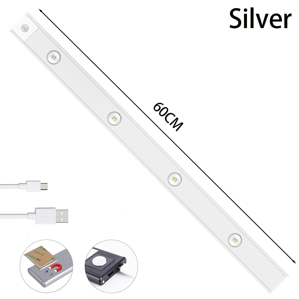 Close-up of USB rechargeable motion sensor LED light controls
