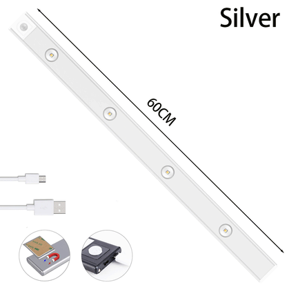 Close-up of USB rechargeable motion sensor LED light controls